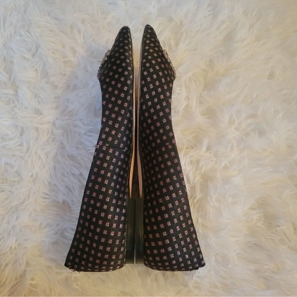 Sam Edelman Rafaella Beaded Leather Black and Gold Embellished Flats - Picture 4 of 12